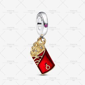 Pandora Two-tone Red Envelope Dangle Charm|Pendant|Two-tone